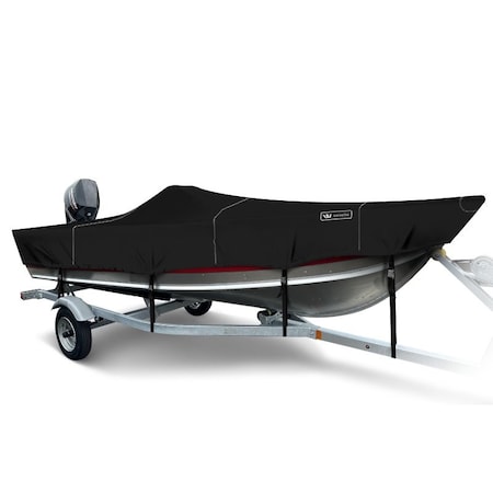 Eevelle Boat Cover V HULL FISHING Side Console, Narrow Series Inboard 17ft 6in L 92in W Black SFVFSC1792-BLK
